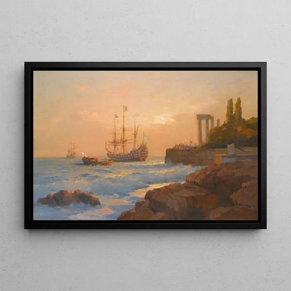 Alexei Vasilievich Hanzen - Triumphant Ship Approaching The Harbour.webp
