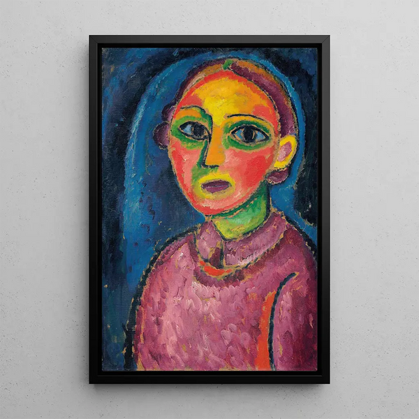 Busto di una donna in abito rossastro - Alexej von Jawlensky — quadro incorniciato alla parete