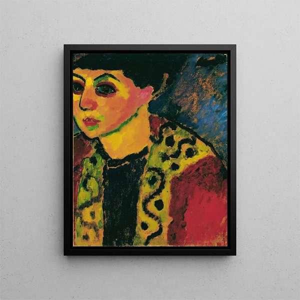 Donna su sfondo blu - Alexej von Jawlensky — quadro incorniciato alla parete
