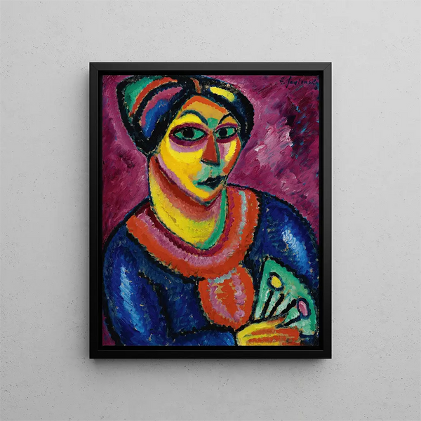 Donna con ventaglio verde - Alexej von Jawlensky — quadro incorniciato alla parete