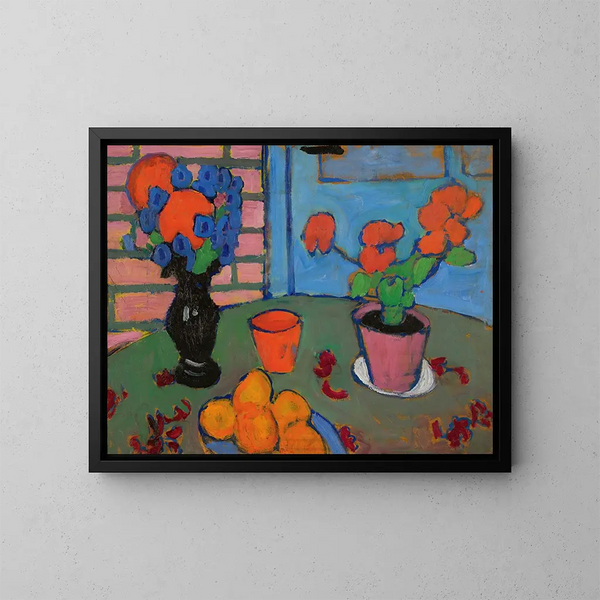 Nature morte con fiori e arance - Alexej von Jawlensky — quadro incorniciato alla parete