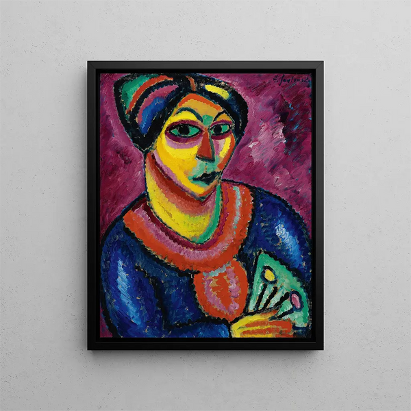 Donna con ventaglio verde - Alexej von Jawlensky — quadro incorniciato alla parete
