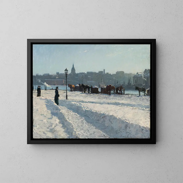 Scène d'hiver depuis le front de mer de Stockholm - Alfred Bergström — quadro incorniciato alla parete