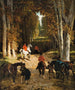 Prima della partenza per la caccia in un viale - Alfred de Dreux — vista dell’opera