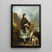 Giovane donna con cani - Alfred de Dreux — quadro incorniciato alla parete