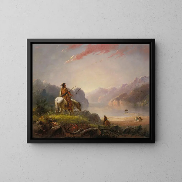 Tramonto sul Wind River - Alfred Jacob Miller — quadro incorniciato alla parete