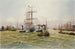 Tre-mast e barche a vela con la bandiera francese nel porto di Amburgo - Alfred Jensen — vista dell’opera