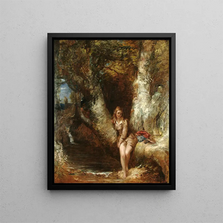 Alfred Joseph Woolmer - Girl Seated Before A Woodland Pool.webp