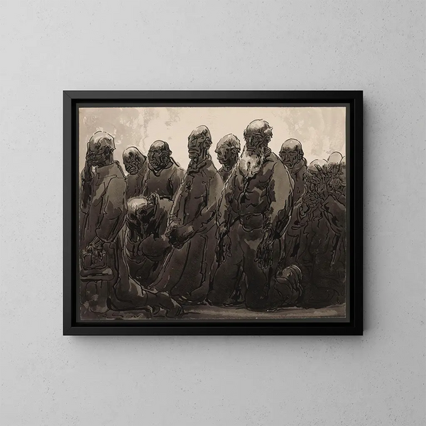delle persone in preghiera - Alfred Ost — quadro incorniciato alla parete