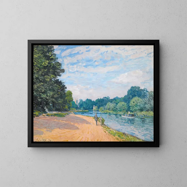 La Tamise avec l'église de Hampton - Alfred Sisley — quadro incorniciato alla parete