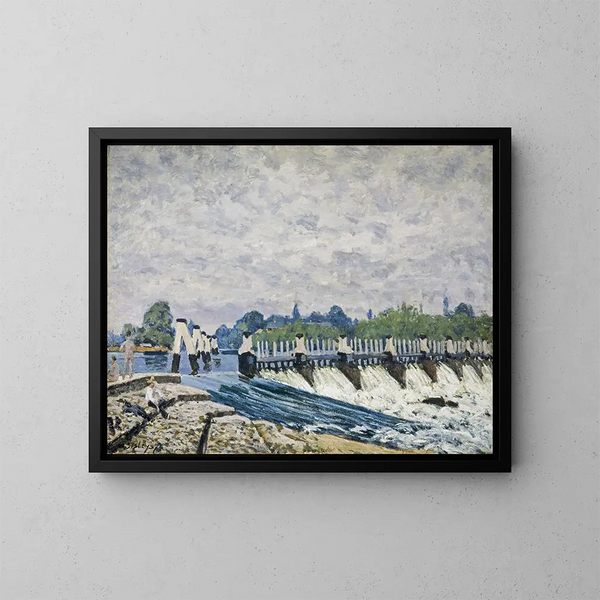 Weir di Molesey a Hampton Court - Alfred Sisley — quadro incorniciato alla parete
