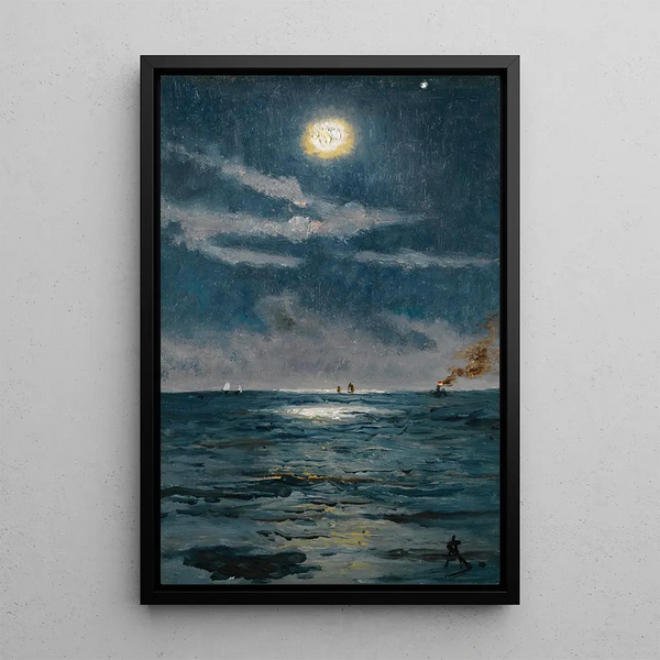 Marine calmo al chiaro di luna - Alfred Stevens — quadro incorniciato alla parete