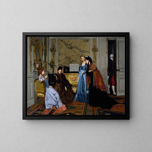 Figure eleganti in un salotto - Alfred Stevens — quadro incorniciato alla parete