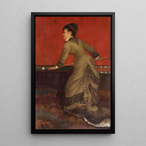 elegante con biliardo - Alfred Stevens — quadro incorniciato alla parete