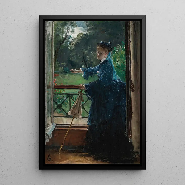 Donna al balcone - Alfred Stevens — quadro incorniciato alla parete