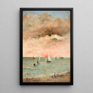 Alfred Stevens - Figures sur la plage au couchant.webp