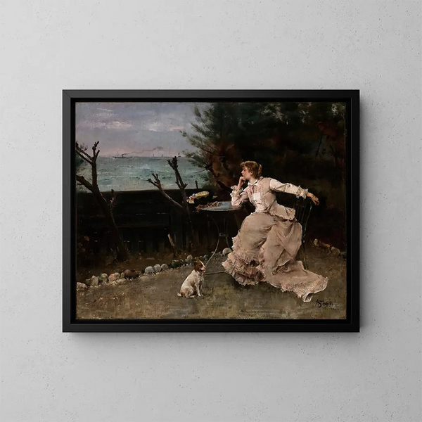 in piena riflessione - Alfred Stevens — quadro incorniciato alla parete