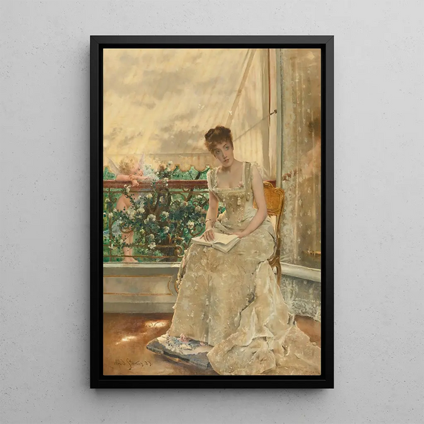 La donna e l'amore, l'amore che arriva - Alfred Stevens — quadro incorniciato alla parete