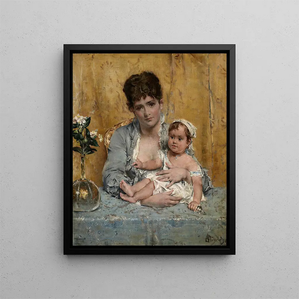 Madre e bambino - Alfred Stevens — quadro incorniciato alla parete