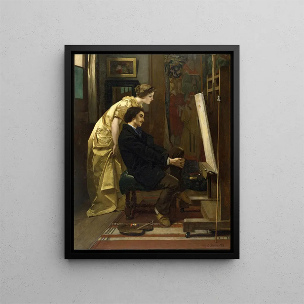 Il pittore e il suo modello - Alfred Stevens — quadro incorniciato alla parete