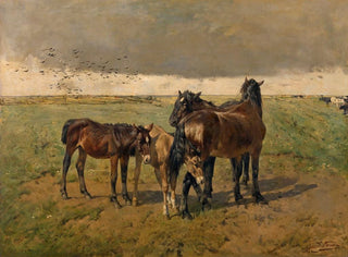 Alfred Verwee - Foals in the Paddock.webp