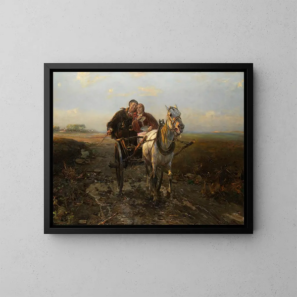 Passeggiata in auto allegra - Alfred von Wierusz-Kowalski — quadro incorniciato alla parete