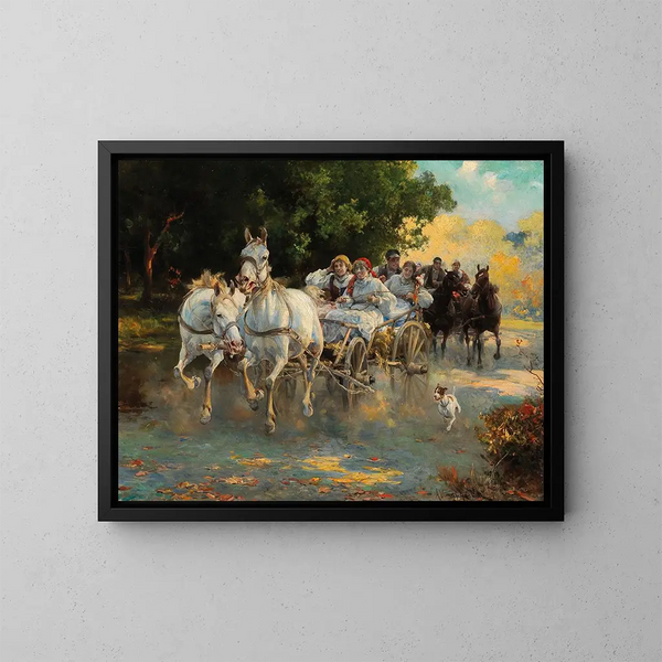 Il matrimonio contadino - Alfred von Wierusz-Kowalski — quadro incorniciato alla parete