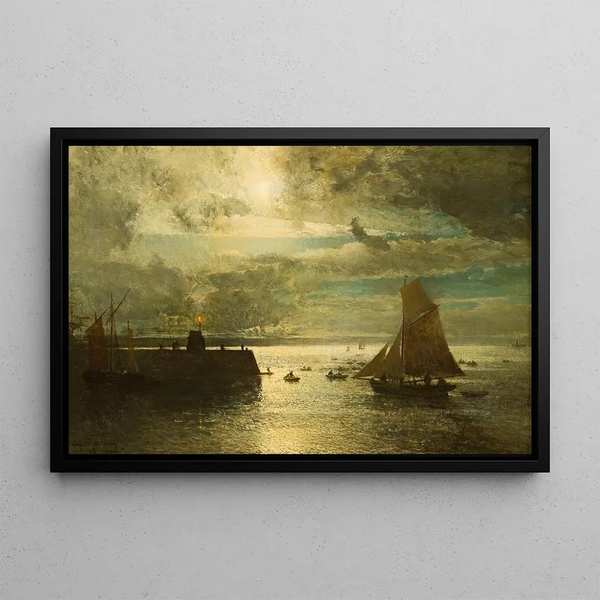 Paesaggio al chiaro di luna - Alfred Wahlberg — quadro incorniciato alla parete