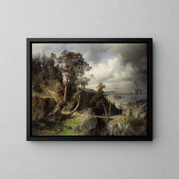 Motivo di paesaggio svedese di Kolmrden - Alfred Wahlberg — quadro incorniciato alla parete