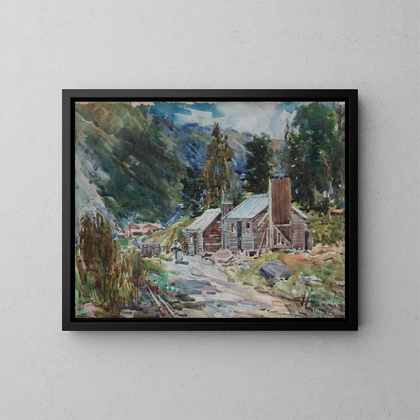 Paesaggio con capanne - Alfred Walsh — quadro incorniciato alla parete