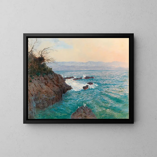 Una vista della costa di Nervi - Alfred Zoff — quadro incorniciato alla parete