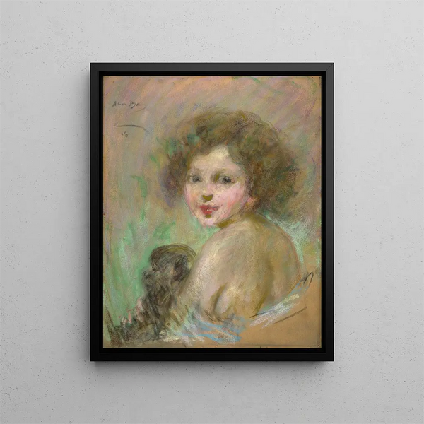 Bambino con una scimmia - Alice Pike Barney — quadro incorniciato alla parete