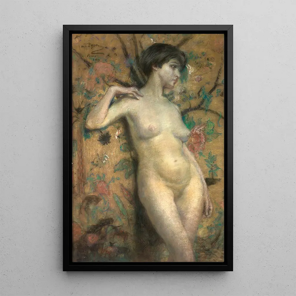 Nu davanti a una paravento - Alice Pike Barney — quadro incorniciato alla parete
