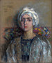 Il turbante bianco – Alice Pike Barney — ritratto a pastello su tela, vista dell’opera
