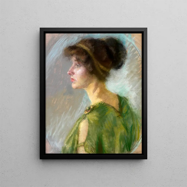 Giovane donna in verde - Alice Pike Barney — quadro incorniciato alla parete