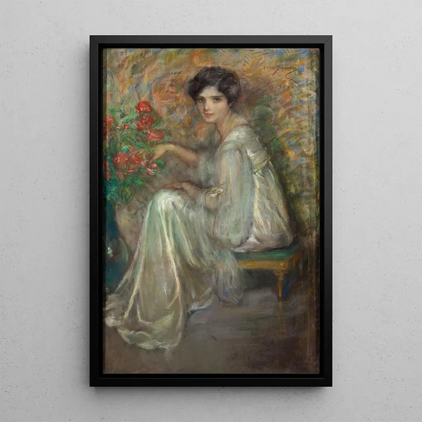 Giovane donna con rose - Alice Pike Barney — quadro incorniciato alla parete