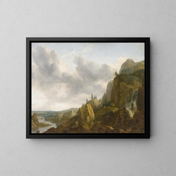 Paesaggio di montagna del Nord con cascata - Allaert van Everdingen — quadro incorniciato alla parete