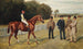 Il cavallo da corsa Kingswood con C. Wood, l'allenatore Sherrad e Sir G. Chetwynd Bart, Lord Lurgan e M. E.H. Benson nelle vicinanze - Allen Culpeper Sealy — vista dell’opera