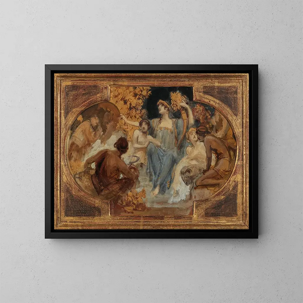 Schizzo di soffitto allegorico - Alois Hans Schram — quadro incorniciato alla parete