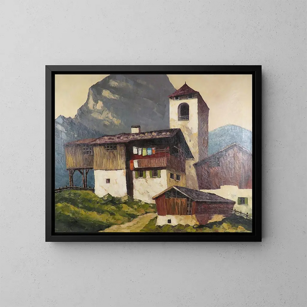 Villaggio di montagna tirolese - Alois Pfund — quadro incorniciato alla parete