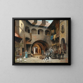Alois Schnn - Alter Hof in Friesach mit Fuhrwerk.webp