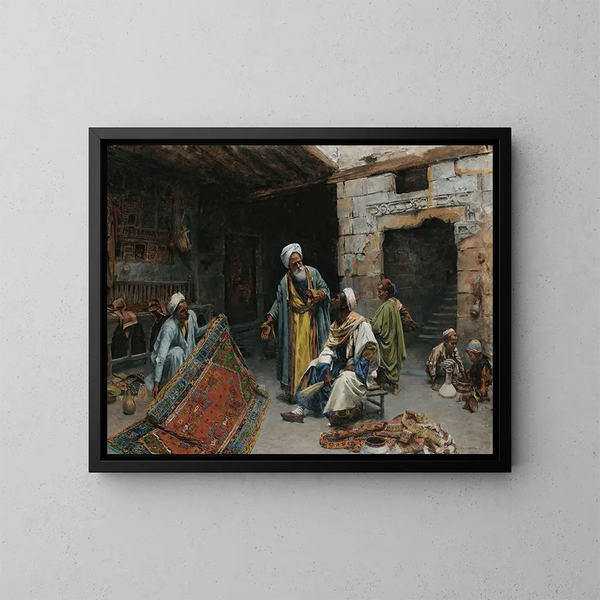Il mercante di tappeti - Alphons Leopold Mielich — quadro incorniciato alla parete