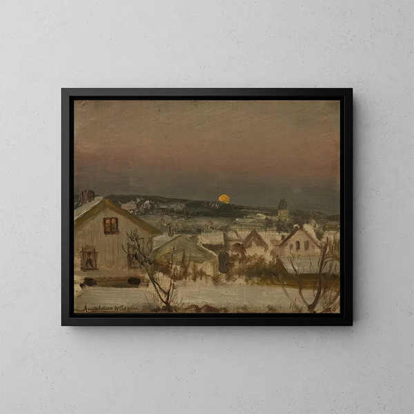 Soir d'hiver vu de la fenêtre de l'atelier - Amaldus Nielsen — quadro incorniciato alla parete