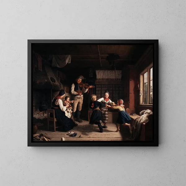 Domenica sera in una fattoria in Dalarna - Amalia Lindegren — quadro incorniciato alla parete