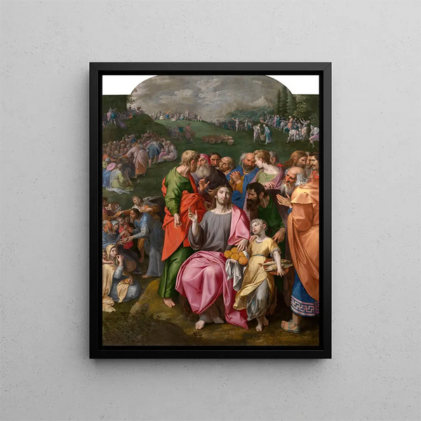 La moltiplicazione dei pani e dei pesci - Ambrosius Francken I. — quadro incorniciato alla parete