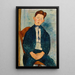 Ragazzo con maglione a righe - Amedeo Modigliani — quadro incorniciato alla parete