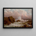 Paesaggio marino con onde in frantumi - Scuola Americana — quadro incorniciato alla parete