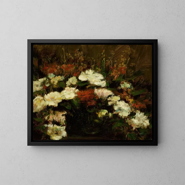 Nature morte con fiori - Scuola Americana — quadro incorniciato alla parete