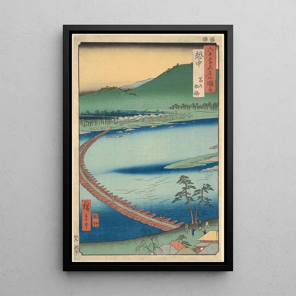 Prefettura di Etchu Ponte Galleggiante Funabashi - Andō Hiroshige — quadro incorniciato alla parete