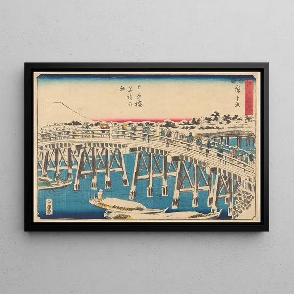 Nihonbashi sotto la neve - Andō Hiroshige — quadro incorniciato alla parete